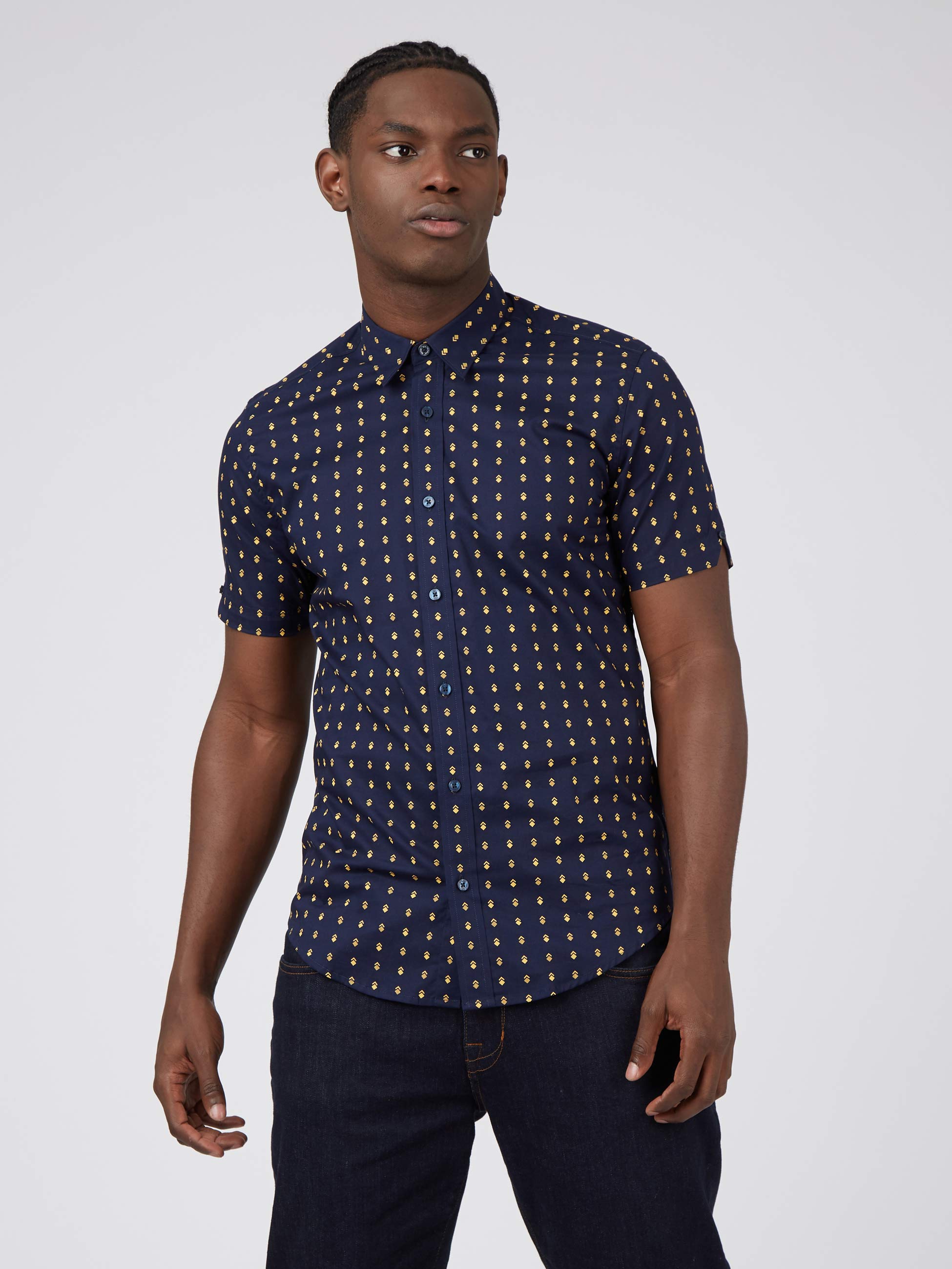 Ben Sherman Blue Chevron Print Shirt Il Posto delle Fragole