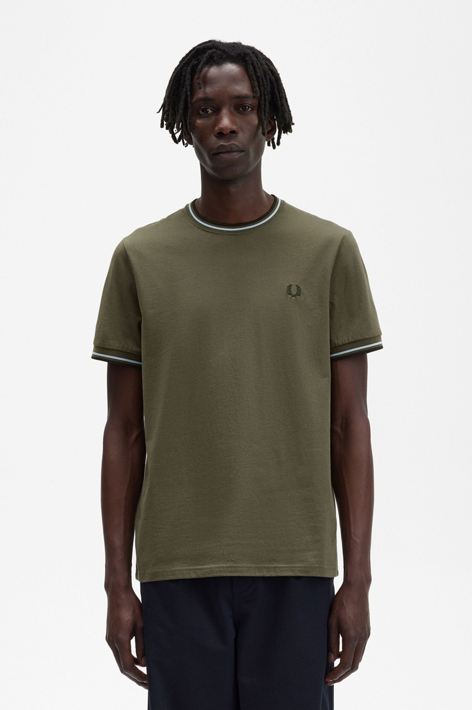 Fred Perry T Shirt M1588 R79 Military Green Collar Edge Il Posto